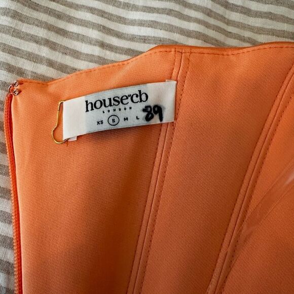 House Of Cb Alora Tangerine Strapless Corset Midi Dress-G19 - Picture 8 of 8